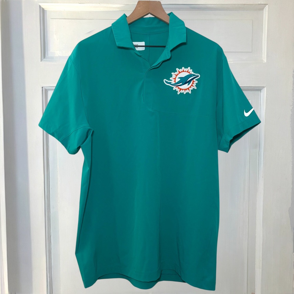 Miami Dolphins Nike‎ Dri Fit Mens L Team Issued Polo Shirt NFL On Field Football - Picture 4 of 8